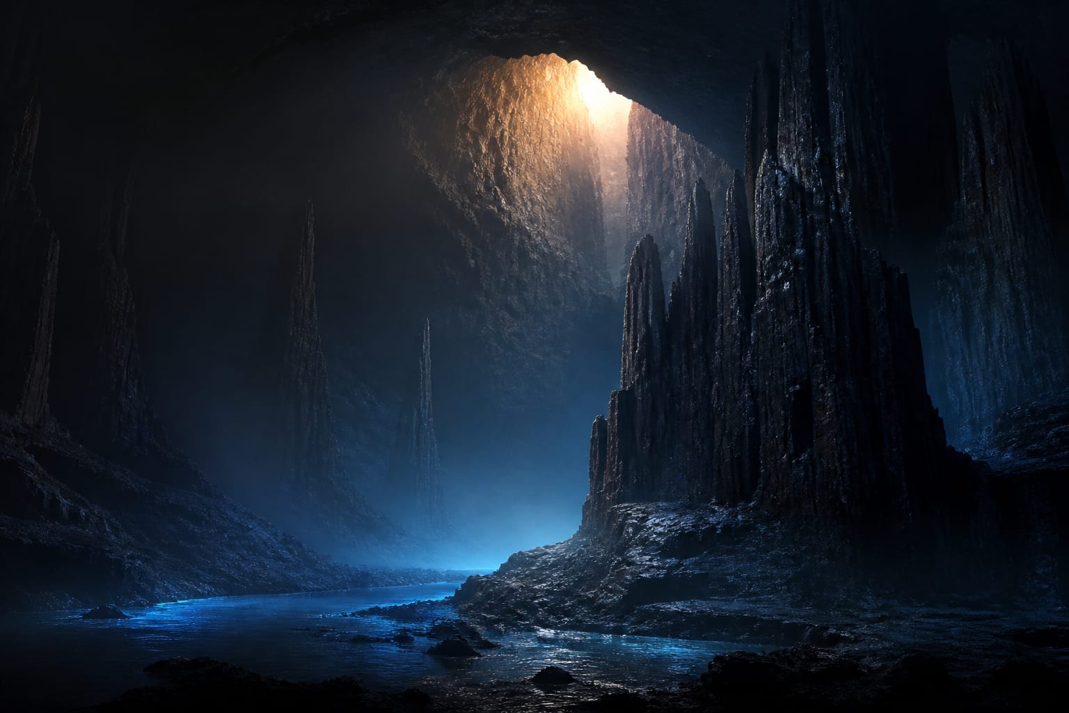 Deep caves wide chamber